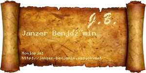 Janzer Benjámin névjegykártya